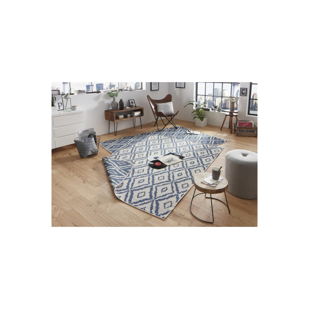 Kusový koberec Twin-Wendeteppiche 103137 blau creme