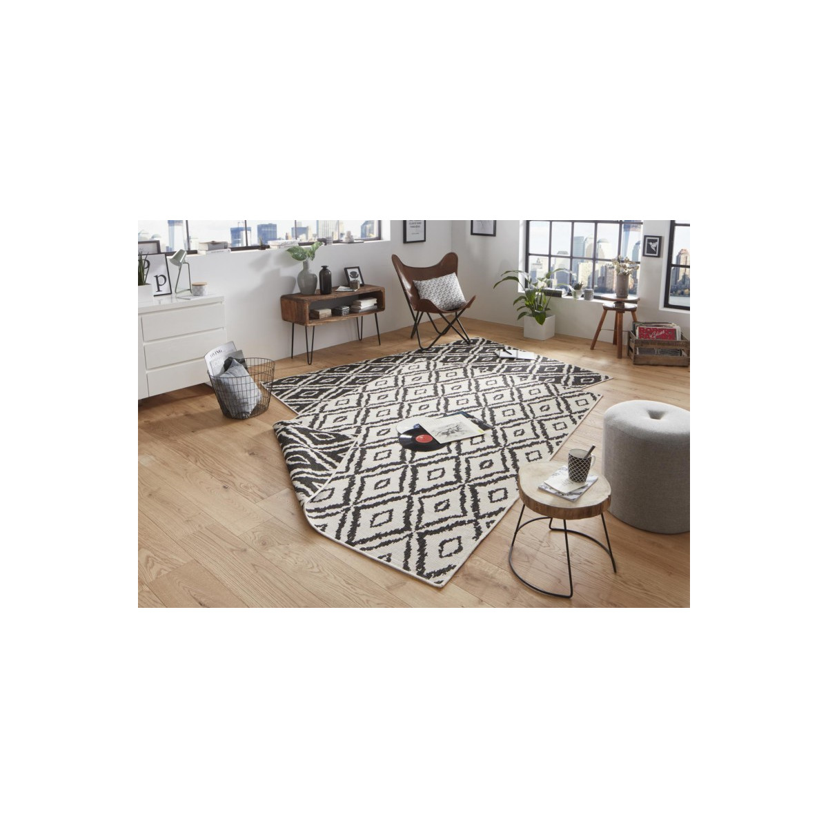 Kusový koberec Twin-Wendeteppiche 103134 schwarz creme