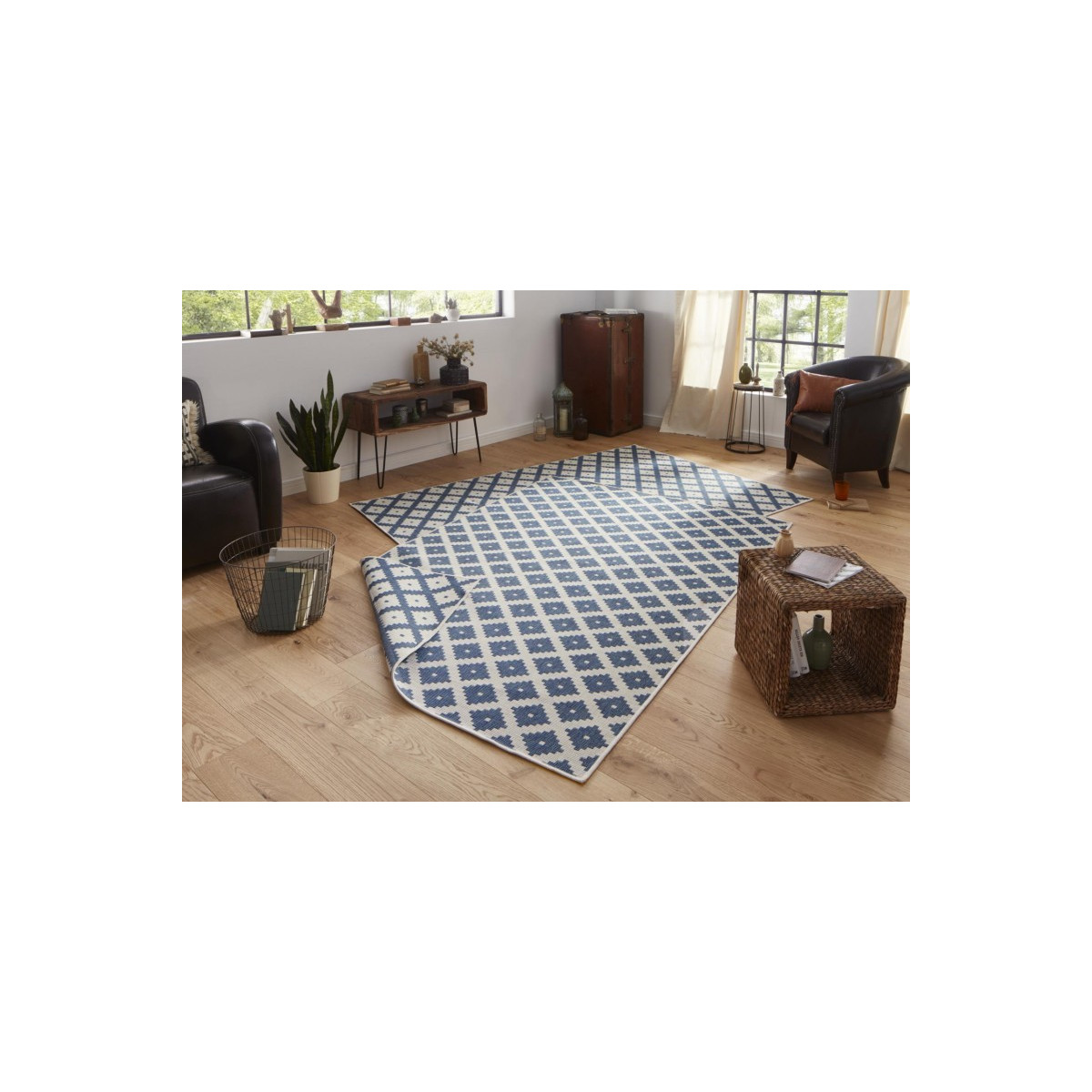 Kusový koberec Twin-Wendeteppiche 103128 blau creme