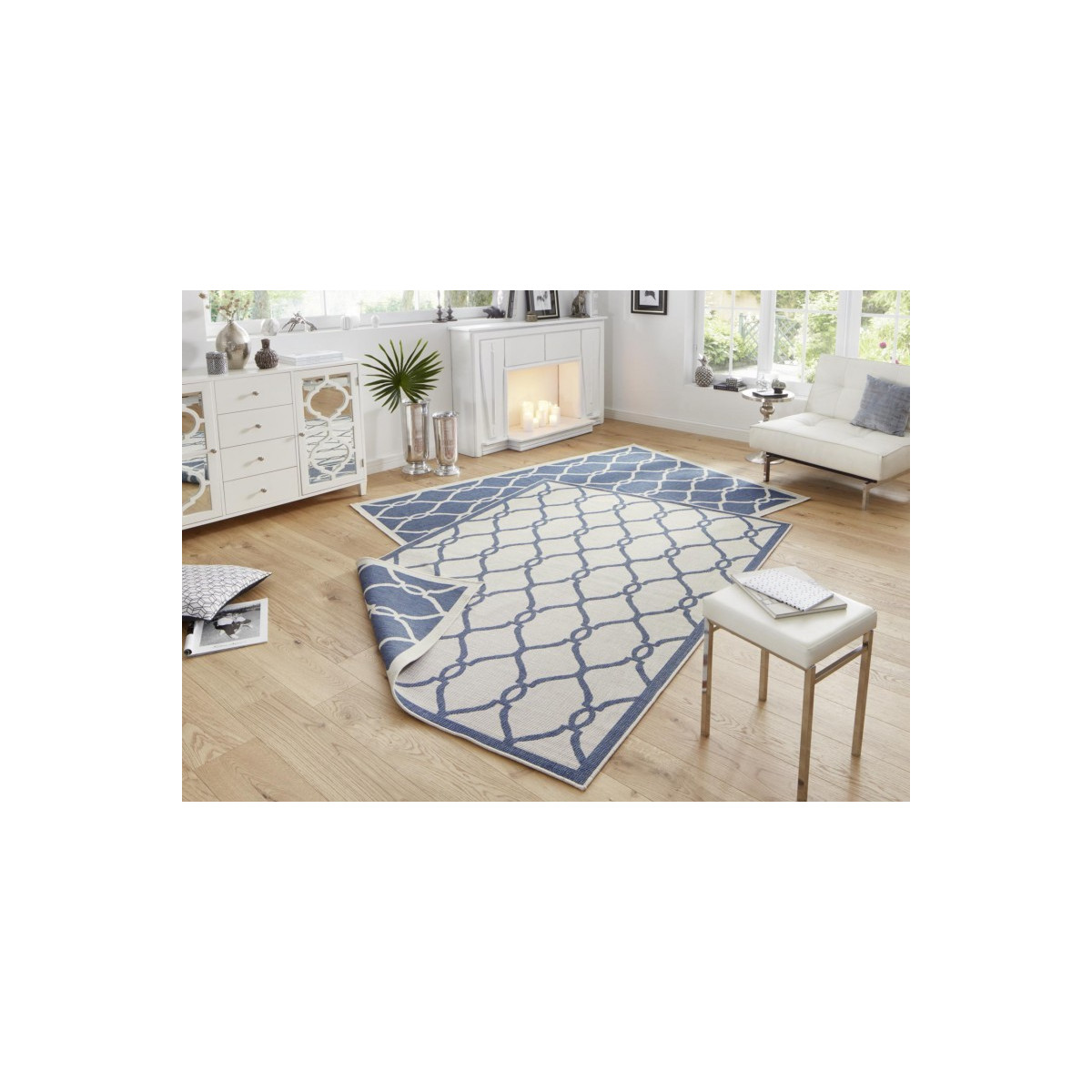 Kusový koberec Twin-Wendeteppiche 103123 blau creme