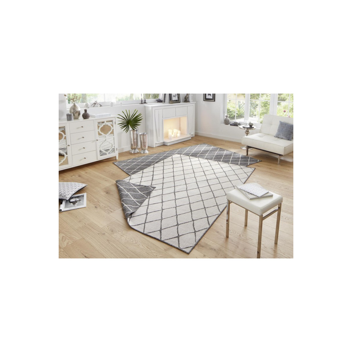 Kusový koberec Twin-Wendeteppiche 103118 grau creme – na ven i na doma