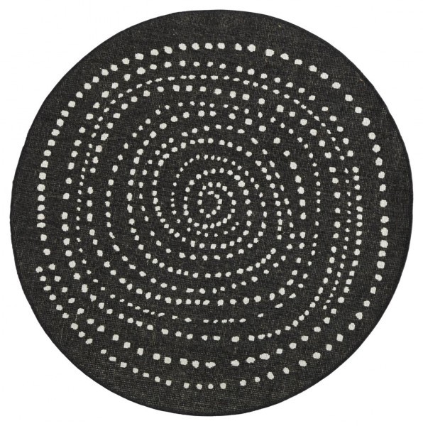 Levně NORTHRUGS - Hanse Home koberce Kusový koberec Twin-Wendeteppiche 103109 schwarz creme kruh – na ven i na doma - 200x200 (průměr) kruh cm