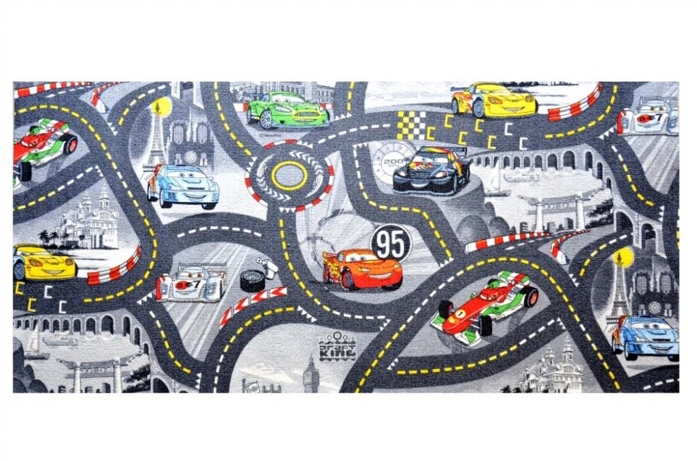 Vopi koberce Dětský kusový koberec The World of Cars 97 šedý - 95x200 cm