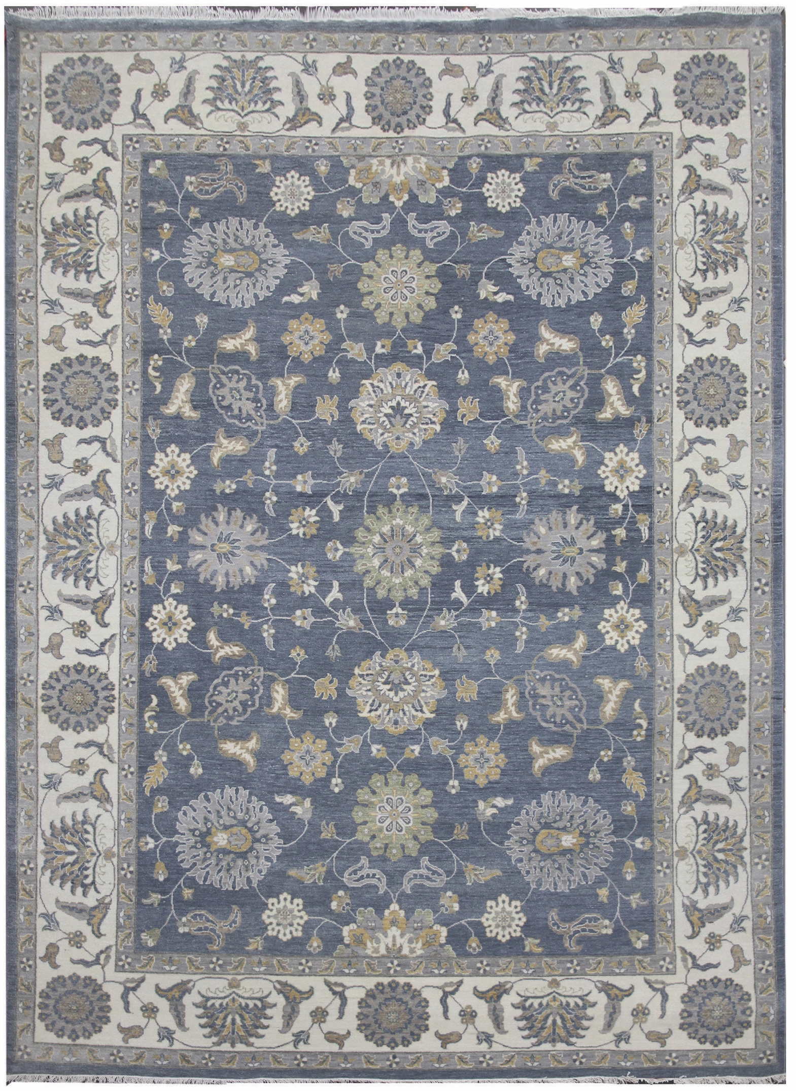 Diamond Carpets koberce Ručně vázaný kusový koberec Diamond DC-ZIGLER Jeans blue/ivory - 140x200 cm