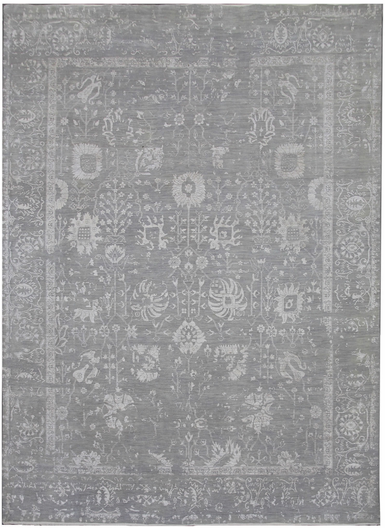 Levně Diamond Carpets koberce Ručně vázaný kusový koberec Diamond DC-VASE 3 Silver/silver - 140x200 cm