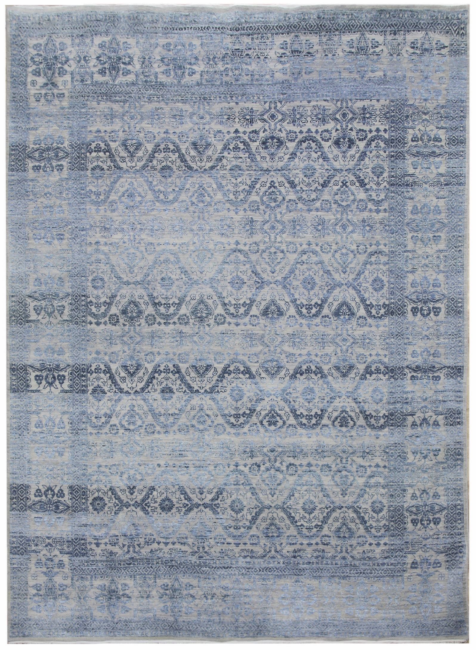 Levně Diamond Carpets koberce Ručně vázaný kusový koberec Diamond DC-HALI B Silver/blue - 160x230 cm