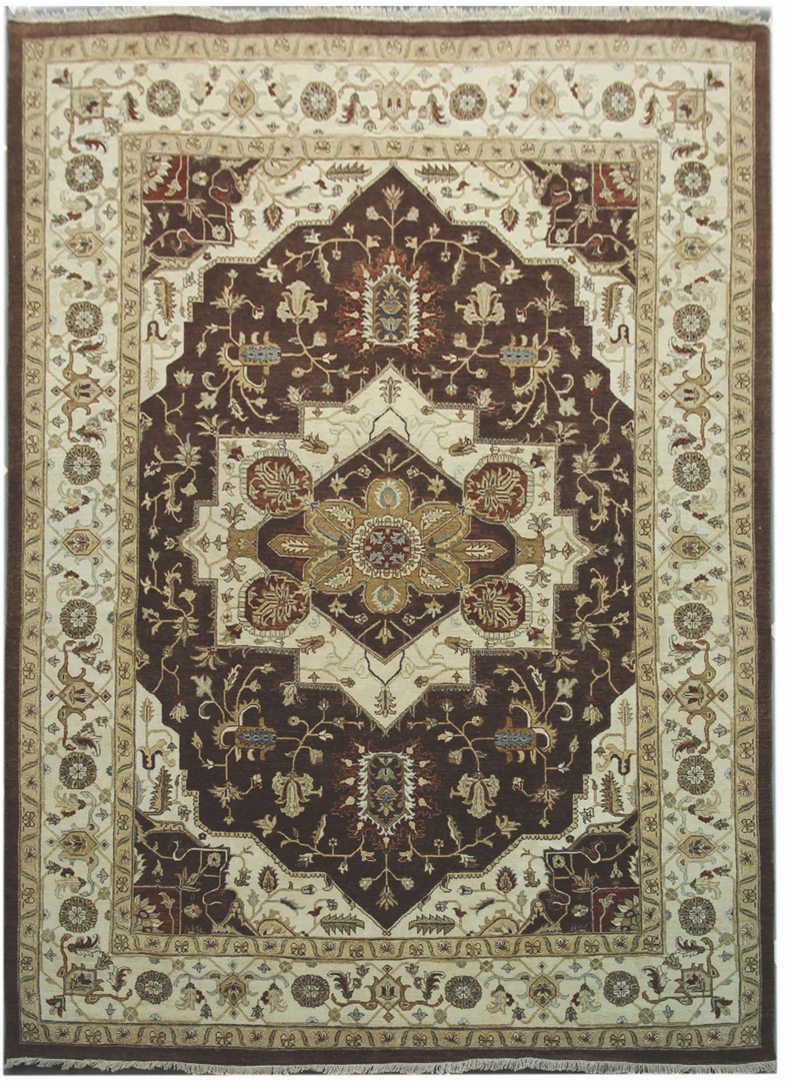 Levně Diamond Carpets koberce Ručně vázaný kusový koberec Diamond DC-SIRAPI Brown/ivory - 180x275 cm