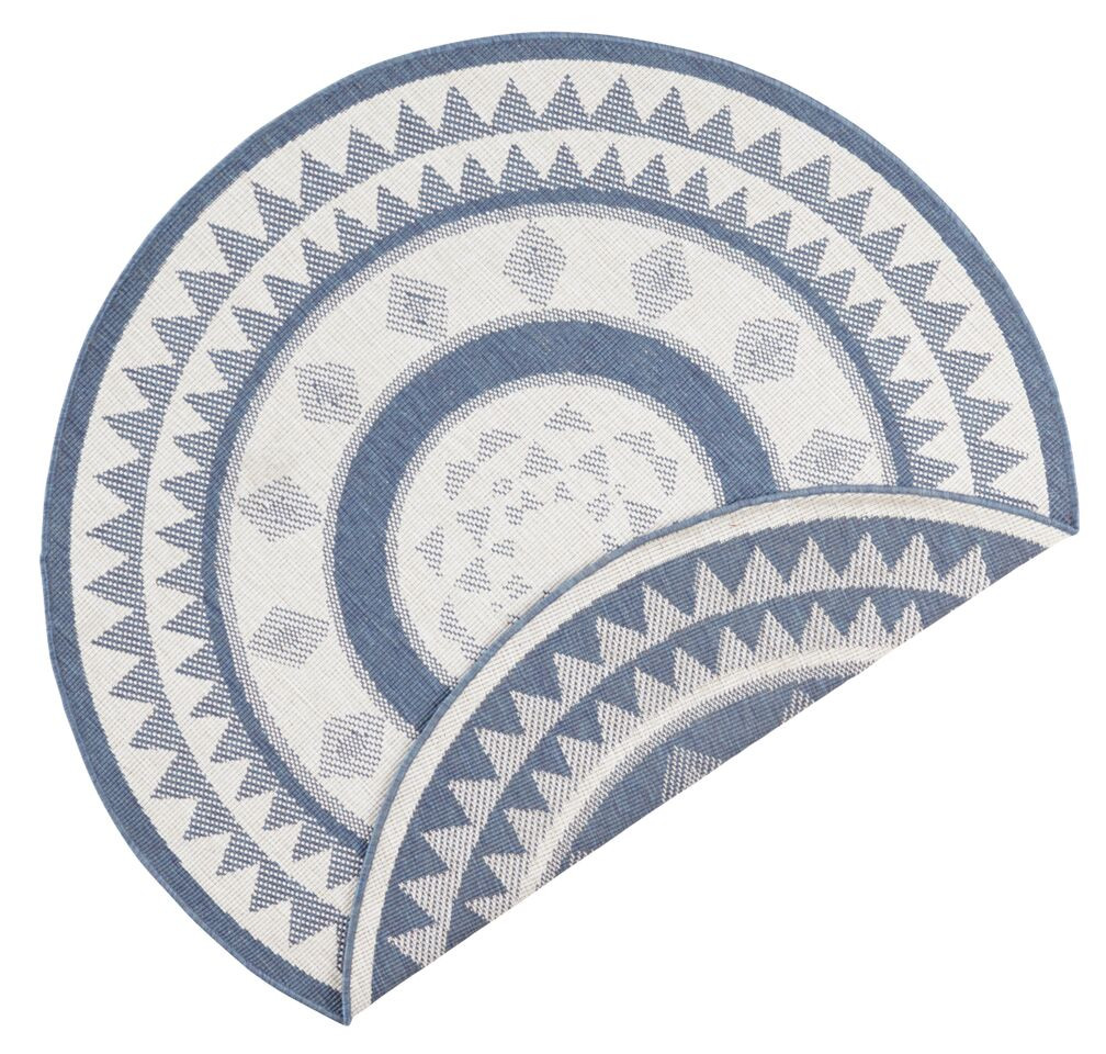 Levně NORTHRUGS - Hanse Home koberce Kusový koberec Twin Supreme 103414 Jamaica blue creme kruh – na ven i na doma - 200x200 (průměr) kruh cm