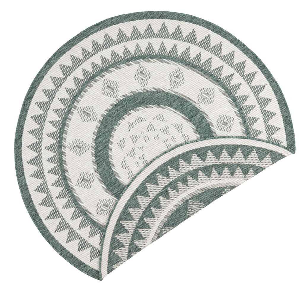 Levně NORTHRUGS - Hanse Home koberce Kusový koberec Twin Supreme 103415 Jamaica green creme kruh – na ven i na doma - 140x140 (průměr) kruh cm