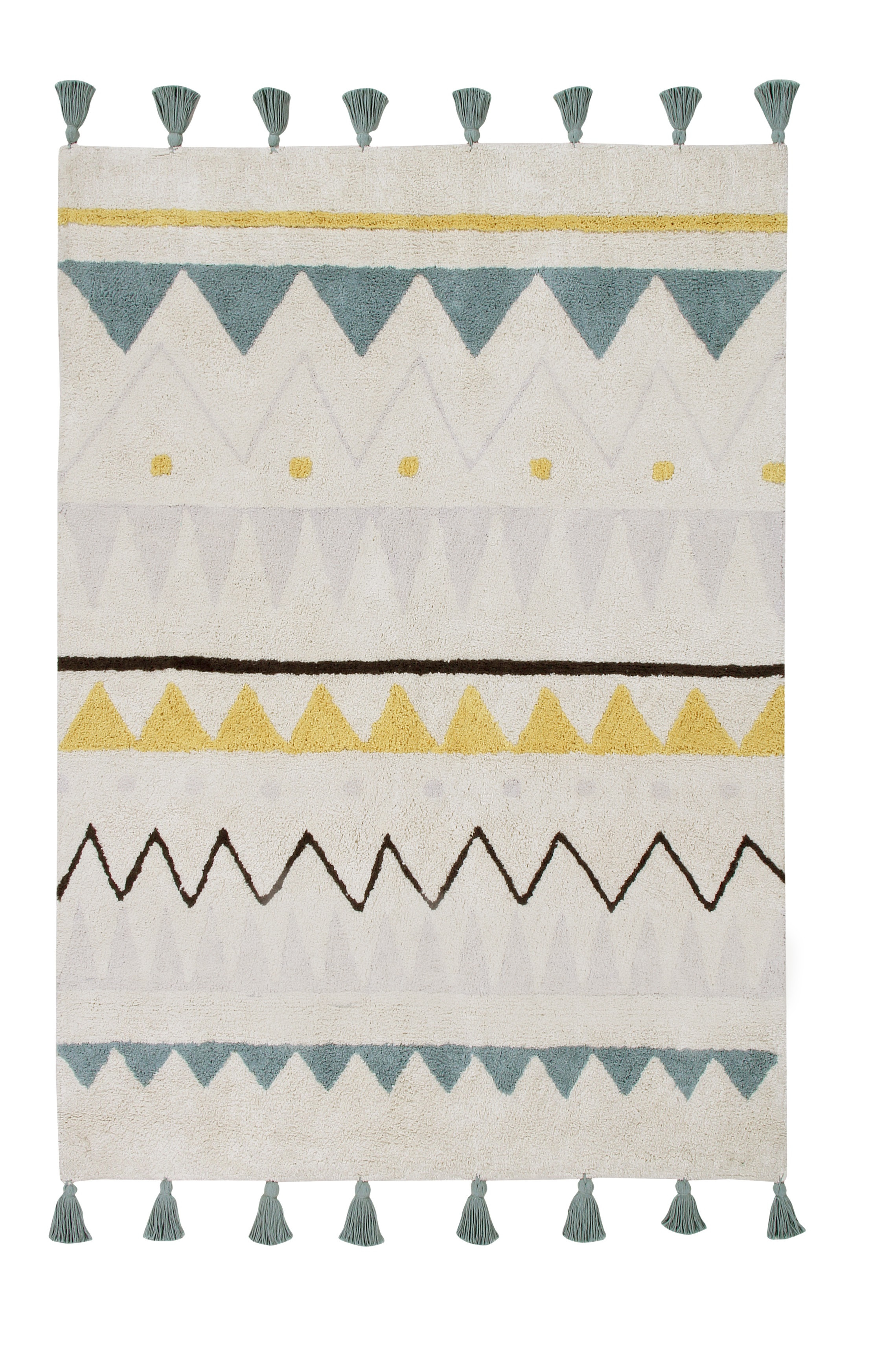 Lorena Canals koberce Ručně tkaný kusový koberec Azteca Natural-Vintage Blue - 140x200 cm