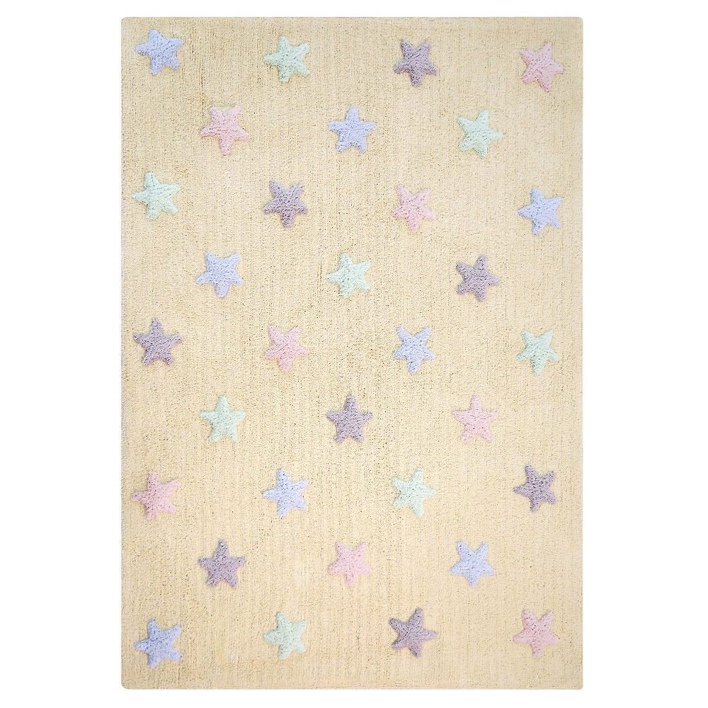 Levně Lorena Canals, Přírodní koberec, ručně tkaný Tricolor Stars Vanilla, 120x160, žlutá, dětský pokoj