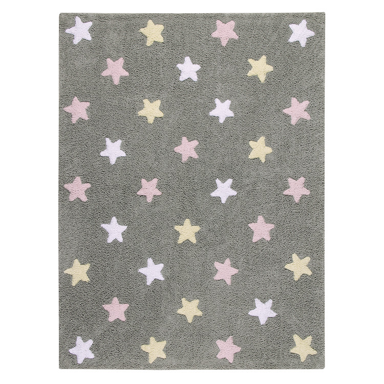 Levně Lorena Canals koberce Přírodní koberec, ručně tkaný Tricolor Stars Grey-Pink - 120x160 cm