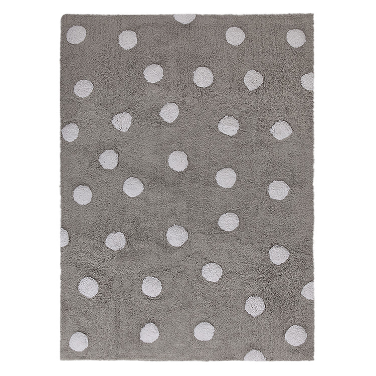 Levně Lorena Canals koberce Přírodní koberec, ručně tkaný Polka Dots Grey-White - 120x160 cm