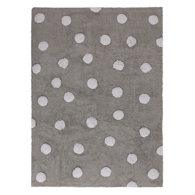 Levně Lorena Canals, Přírodní koberec, ručně tkaný Polka Dots Grey-White, 120x160, šedá, dětský pokoj