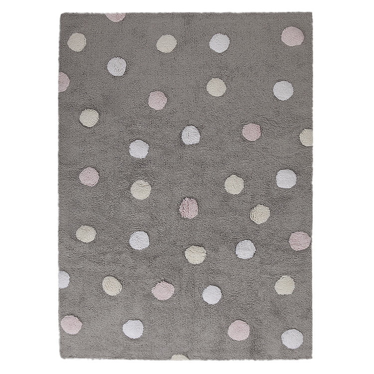 Levně Lorena Canals koberce Přírodní koberec, ručně tkaný Tricolor Polka Dots Grey-Pink - 120x160 cm