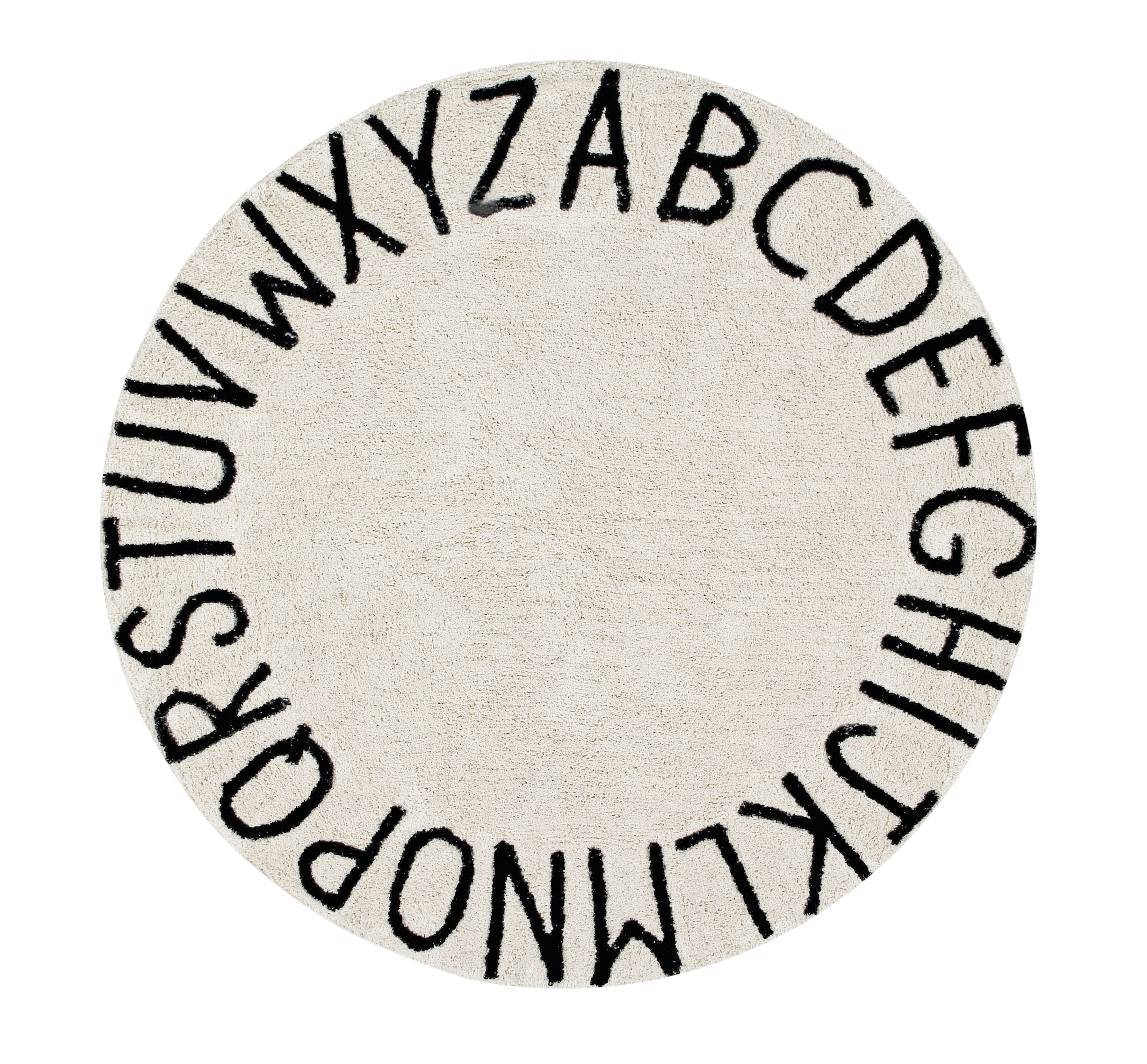 Levně Lorena Canals koberce Přírodní koberec, ručně tkaný Round ABC Natural-Black - 150x150 (průměr) kruh cm