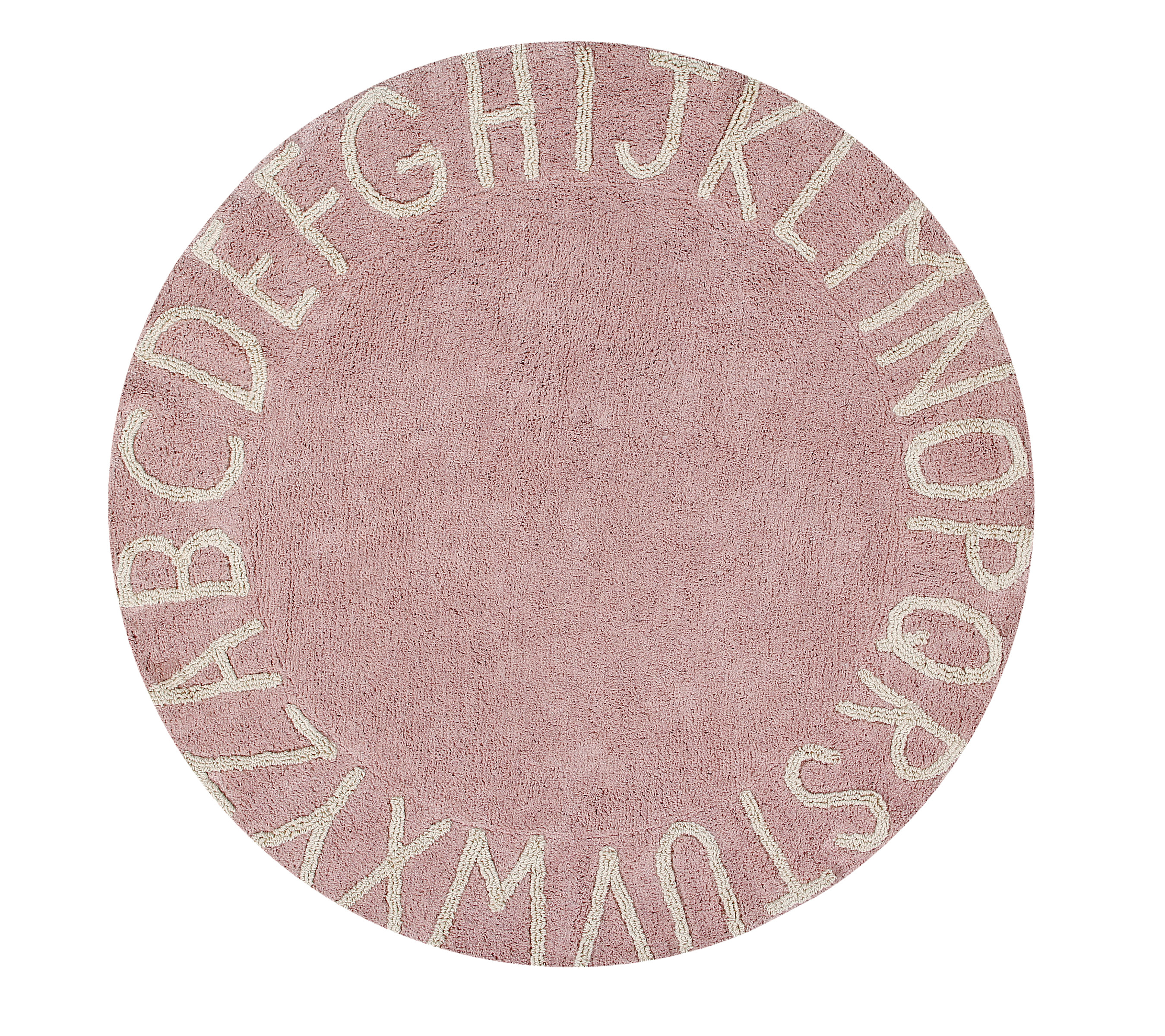 Levně Lorena Canals, Přírodní koberec, ručně tkaný Round ABC Vintage Nude-Natural, 150x150 (průměr) kruh, růžová, dětský pokoj