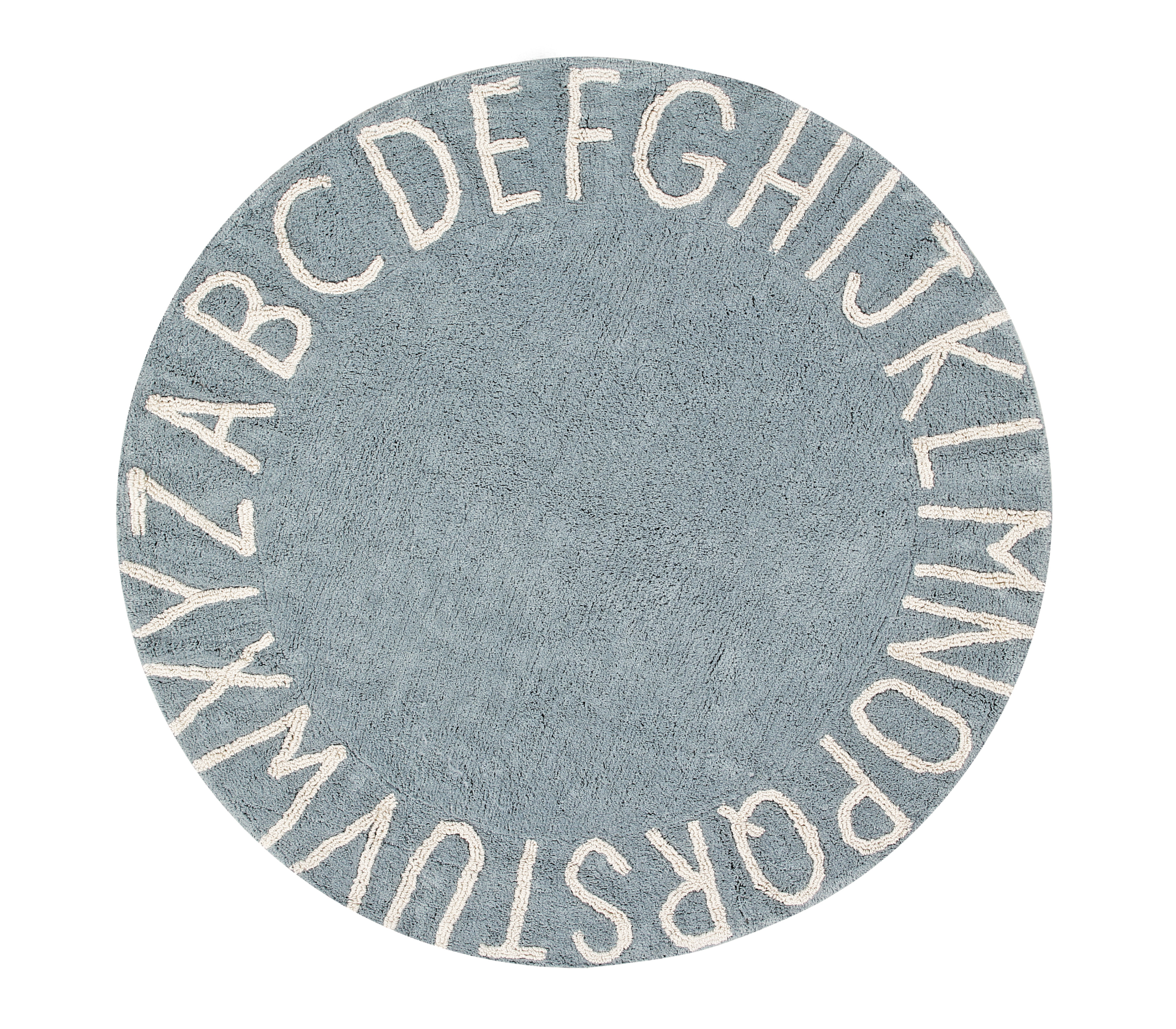 Levně Lorena Canals, Přírodní koberec, ručně tkaný Round ABC Vintage Blue-Natural, 150x150 (průměr) kruh, modrá, dětský pokoj