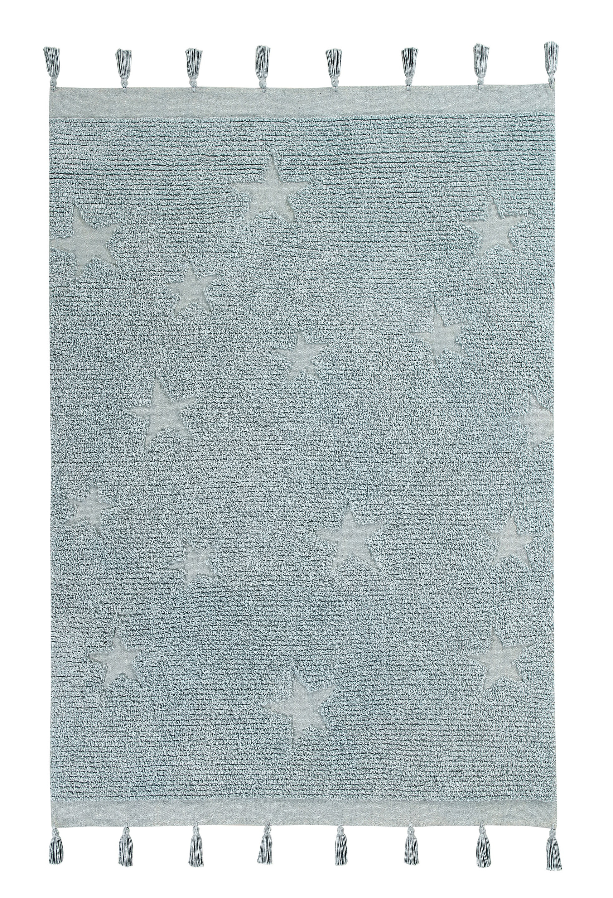 Levně Lorena Canals, Přírodní koberec, ručně tkaný Hippy Stars Aqua Blue, 120x175, modrá, dětský pokoj