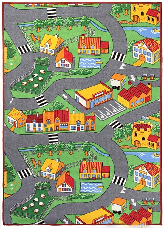 Associated Weavers koberce Hrací koberec pro děti silnice Little Village - 100x165 cm