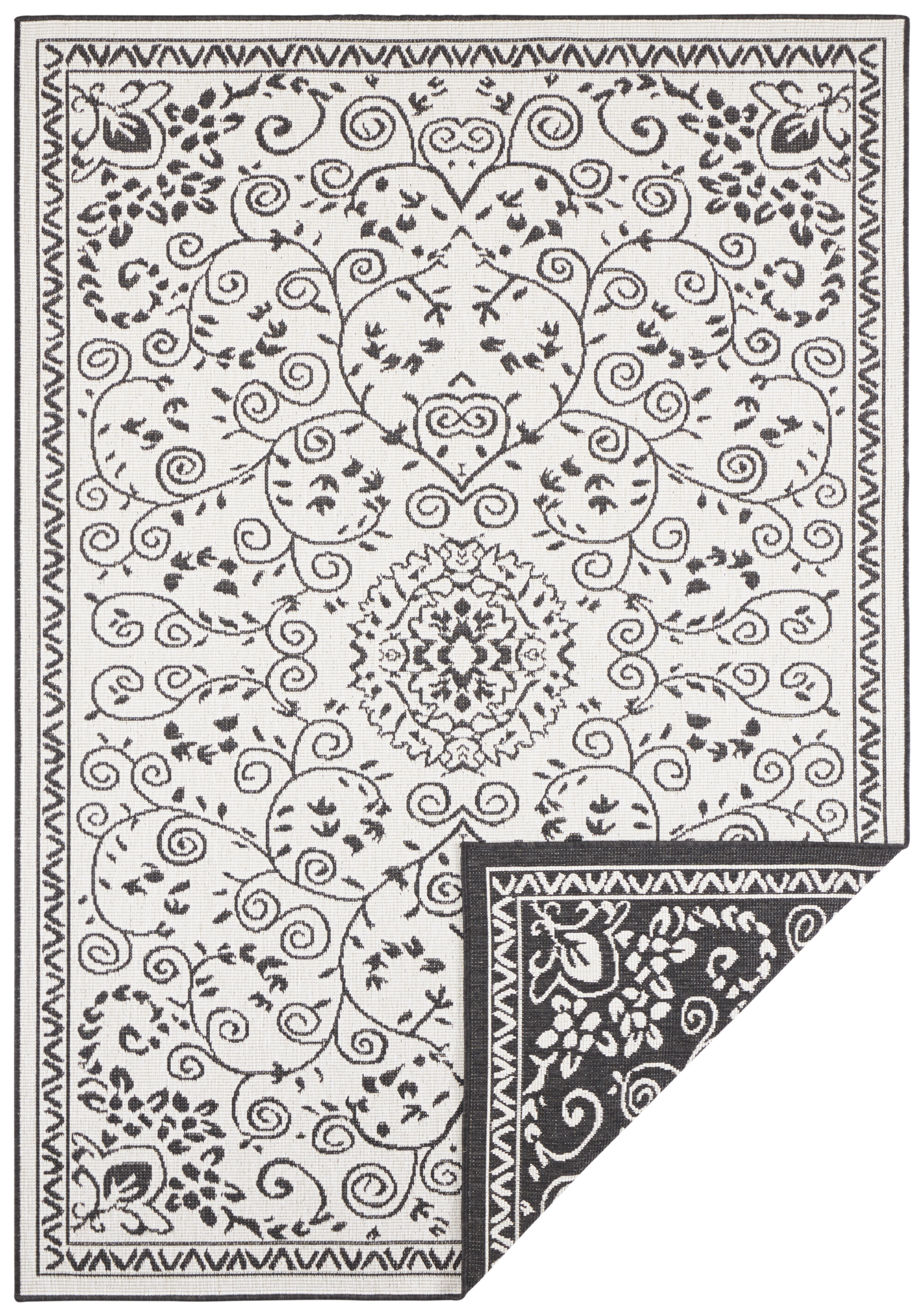 Levně NORTHRUGS - Hanse Home koberce Kusový koberec Twin Supreme 103864 Leyte Black/Cream – na ven i na doma - 160x230 cm