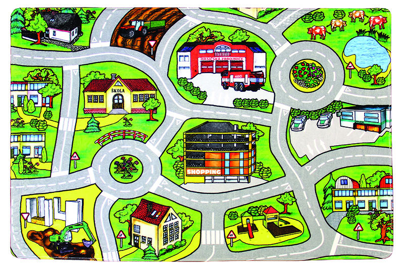 BO-MA, Protiskluzový kusový koberec Silnice, 140x200, vícebarevná, dětský pokoj