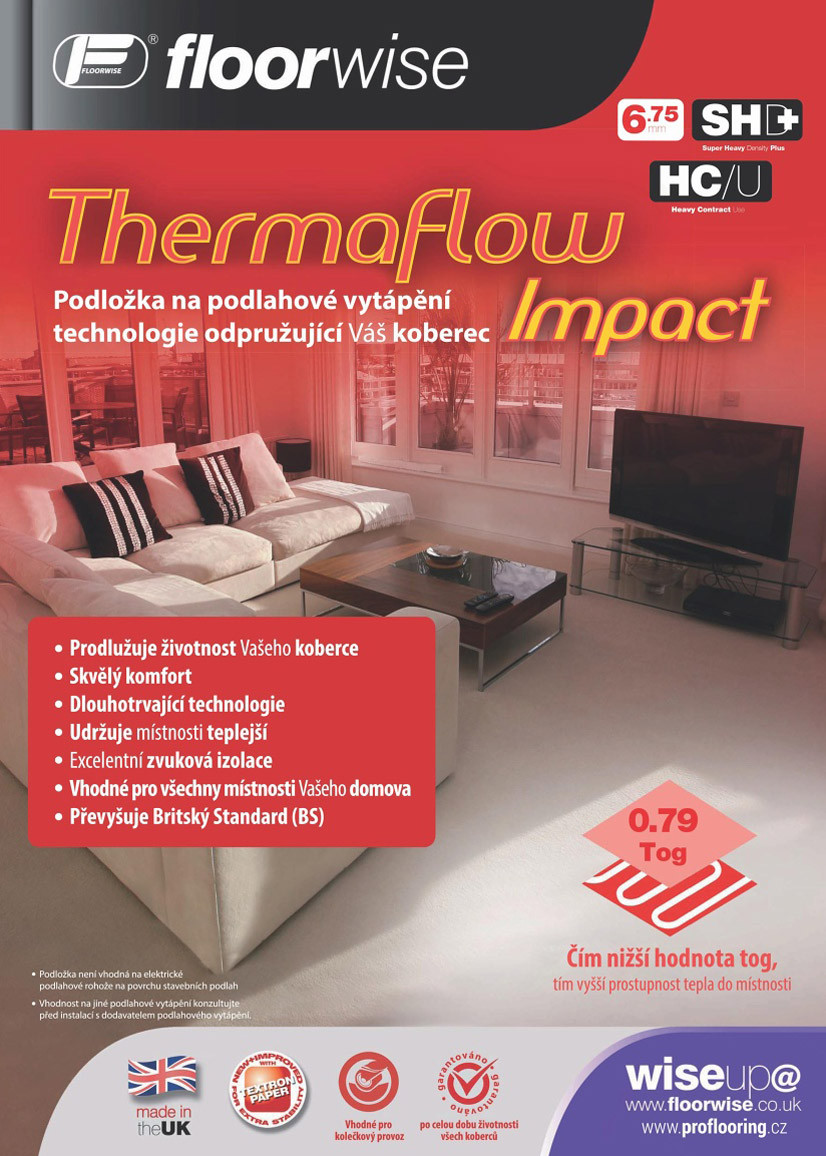 Levně Floorwise Podložka pod koberec Floorwise Thermaflow Impact - 133x824 (role 11 m2) cm