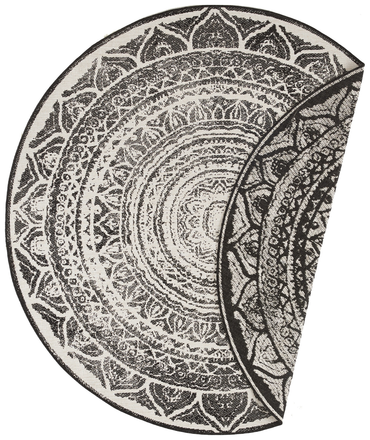 Levně NORTHRUGS - Hanse Home koberce Kusový koberec Twin Supreme 104165 Siruma Black/Cream kruh – na ven i na doma - 200x200 (průměr) kruh cm
