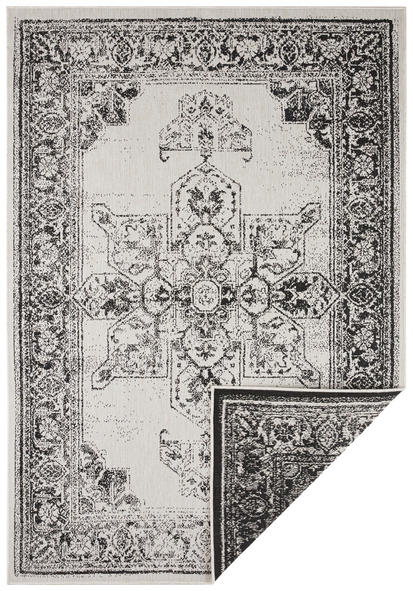 Levně NORTHRUGS - Hanse Home koberce Kusový koberec Twin Supreme 104137 Black/Cream – na ven i na doma - 80x150 cm