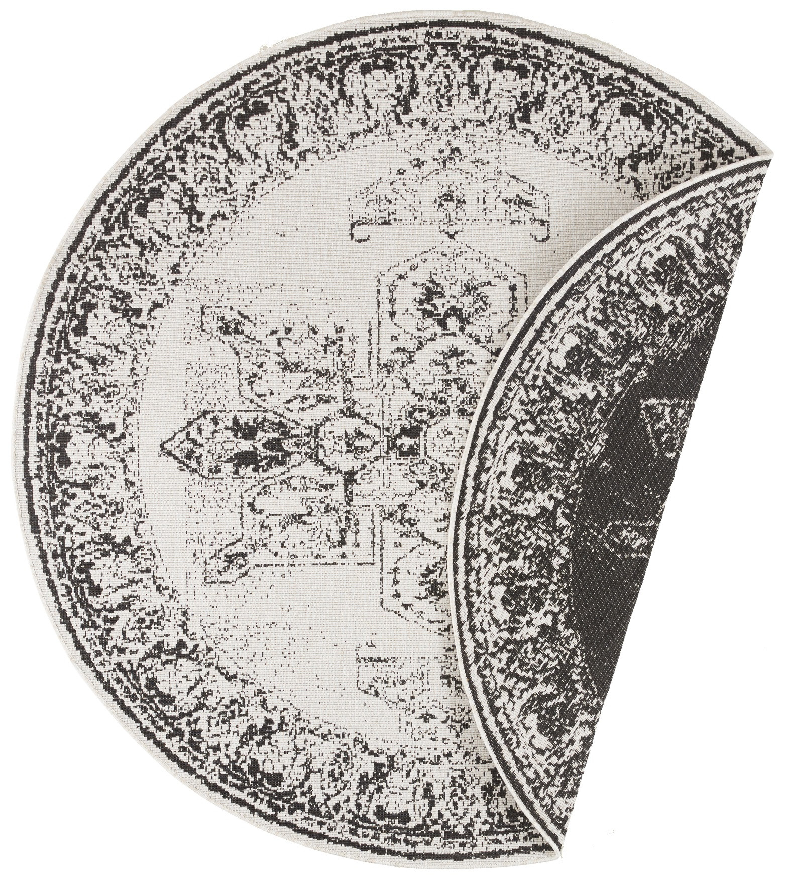 Kusový koberec Twin Supreme 104137 Black/Cream kruh – na ven i na doma - 140x140 (průměr) kruh cm NORTHRUGS - Hanse Home koberce