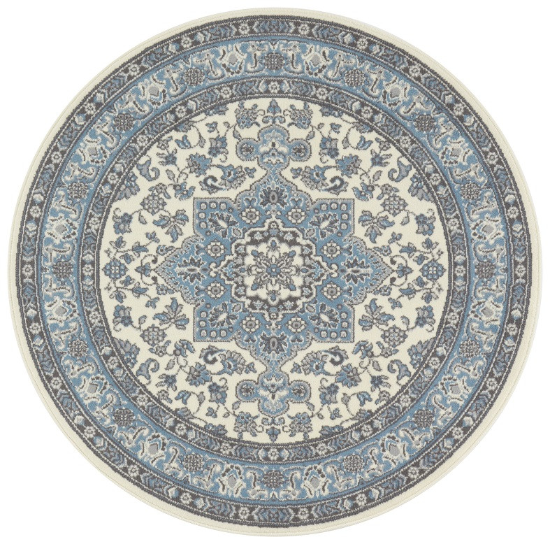 Levně Nouristan - Hanse Home koberce Kruhový koberec Mirkan 104442 Cream/Skyblue - 160x160 (průměr) kruh cm