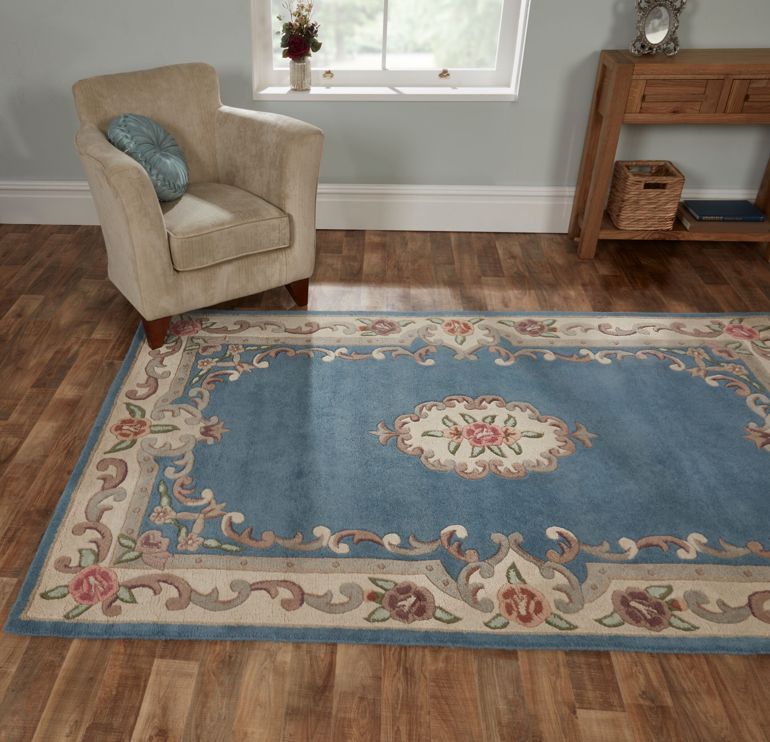 Flair Rugs, Ručně všívaný kusový koberec Lotus premium Blue, 120x180, modrá, chodba / předsíň