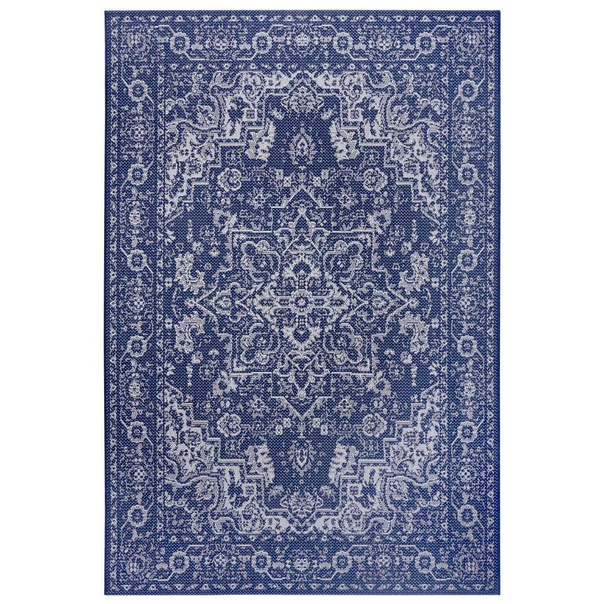 Kusový orientální koberec Mujkoberec Original Flatweave 104808 Blue/Cream – na ven i na doma