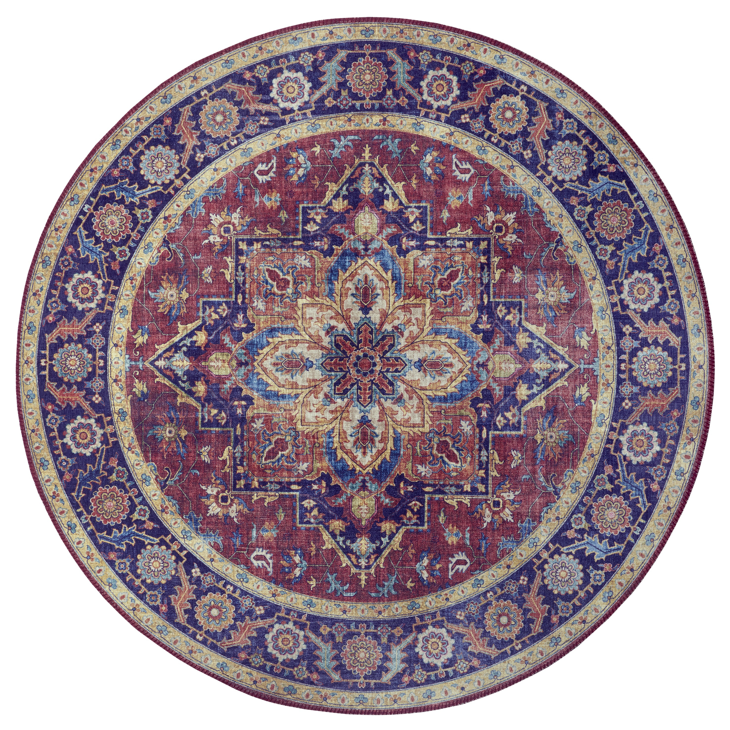 Levně Nouristan - Hanse Home koberce Kusový koberec Asmar 104000 Plum/Red kruh - 160x160 (průměr) kruh cm