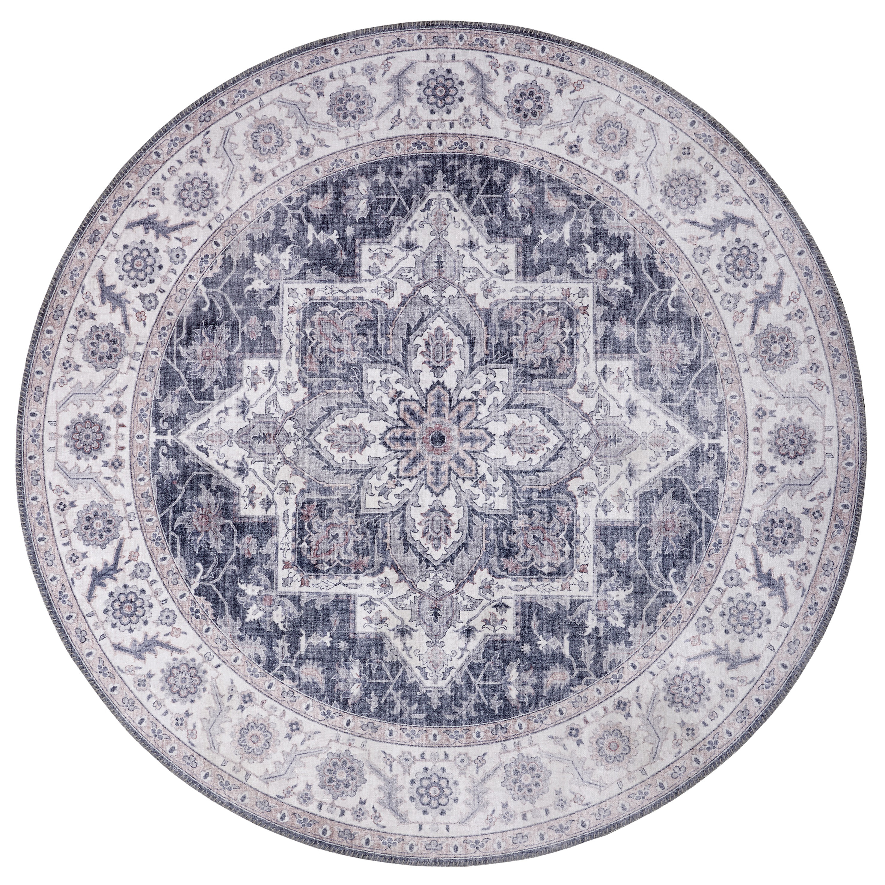 Levně Nouristan - Hanse Home koberce Kusový koberec Asmar 104003 Mauve/Pink kruh - 160x160 (průměr) kruh cm