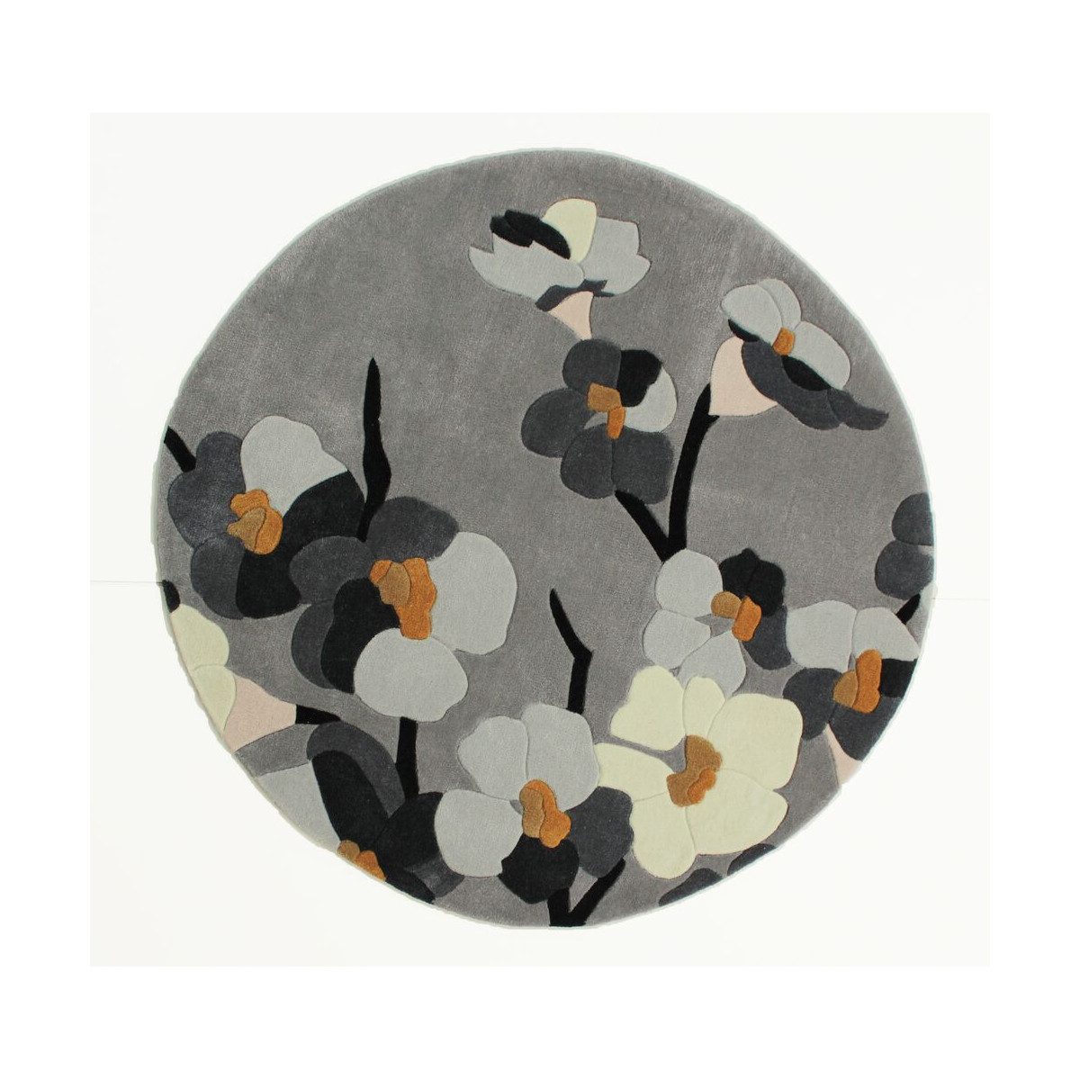 Ručně všívaný kusový koberec Infinite Blossom Grey/Ochre kruh